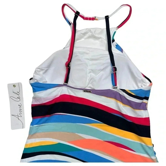 Anne Cole Womens XS Wavy Stripe Halter Tankini Swim Top - Picture 12 of 14